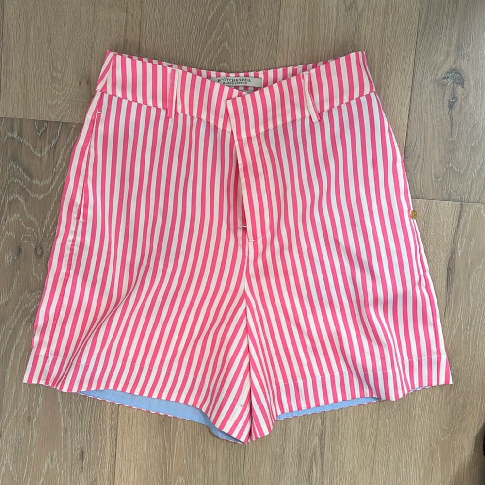 Scotch & Soda Pink Beige Stripe Silky Shorts XS